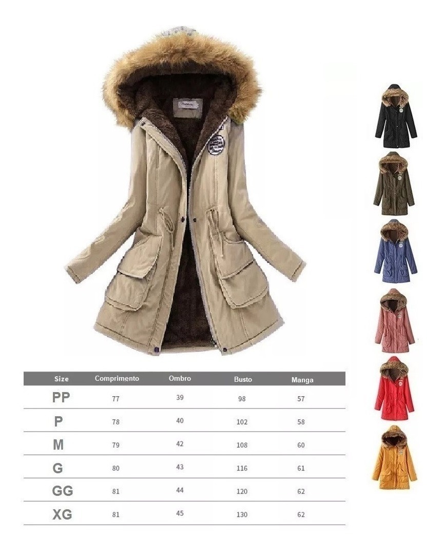 casaco feminino de inverno forrado