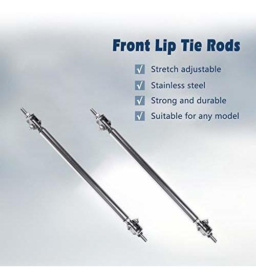 cciyu 2PCS Adjustable Blue Front Lip Rod Bumper Lip Splitter Tie Rod Bars 3.94-9 Inch