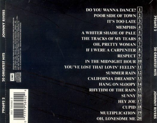 Cd Johnny Rivers 20 Greatest Hits 20 Sucessos Originais R 24 00