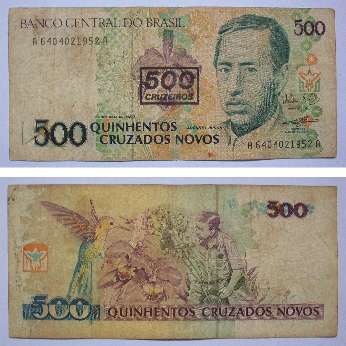 Cedula Nota 500 Cruzados Novos - Augusto Ruschi - R$ 21,78 