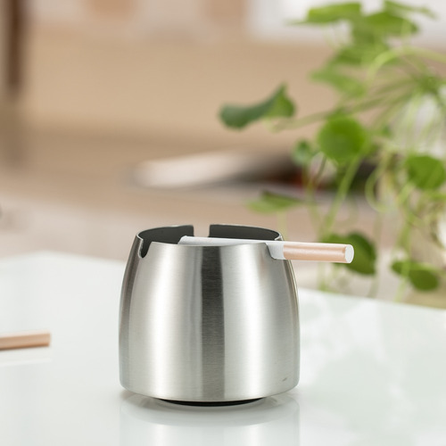 Fdit Cenicero de Barro de Agua de Viento n/órdico Ins Estilo Industrial Simple Creativo Gris Claro cenicero geom/étrico de Acero Inoxidable para Sala de Estar