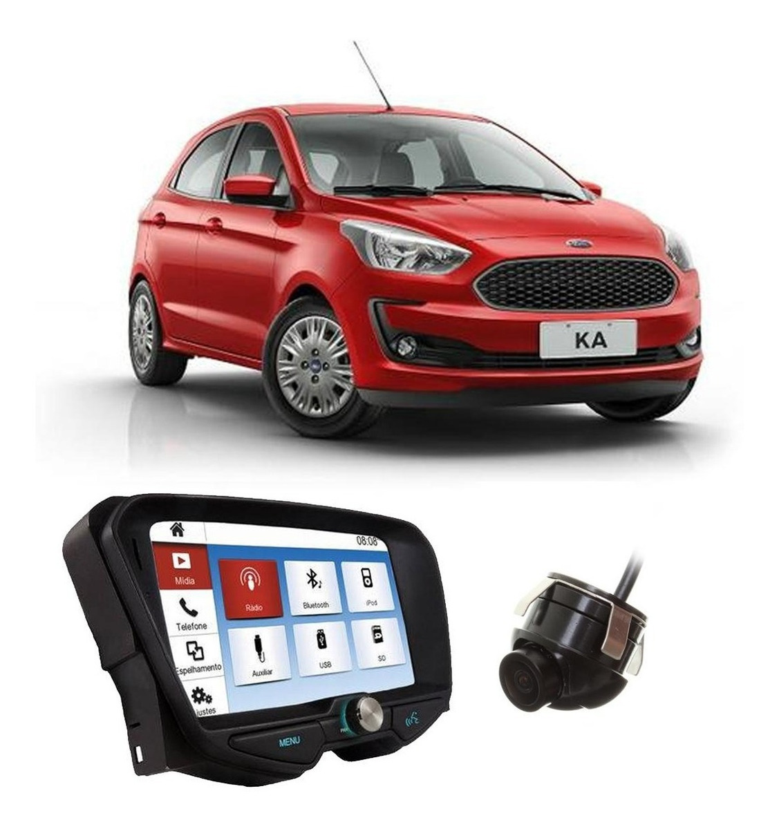 Central Multimidia Original Ford Ka Se 14a18 Camera De Re R