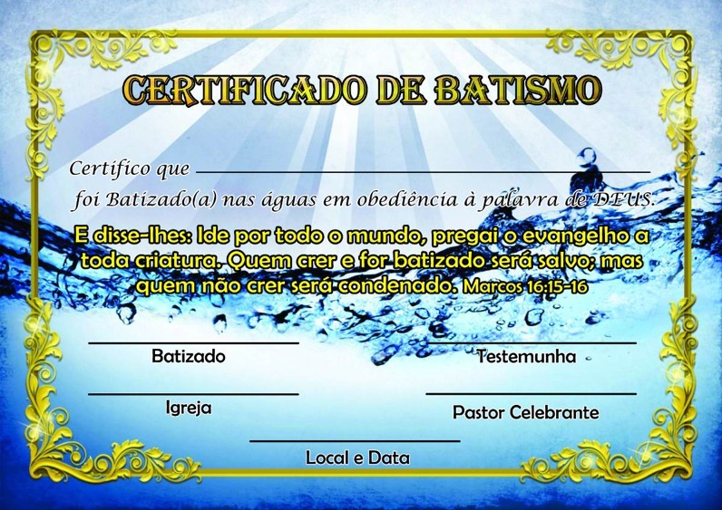 Certificado De Batismo Pacote Com 100 R 120 00 Em Mercado Livre