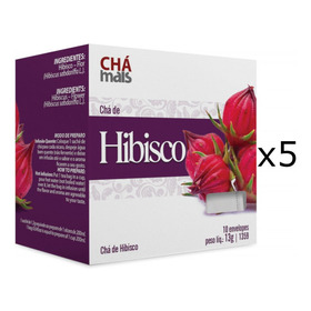 Chá De Hibisco Kit Com 5 Caixas De 10 Sachês Cada
