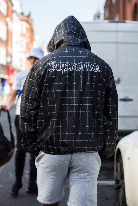 supreme lacoste reflective grid nylon anorak black