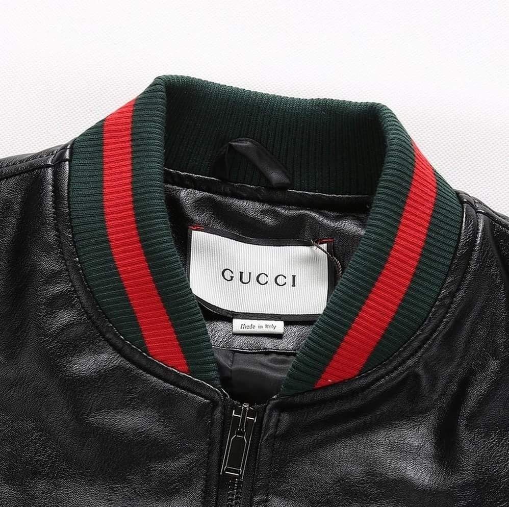 Chaqueta De Piel Tribanda En Piel Negro GUCCI® ES |