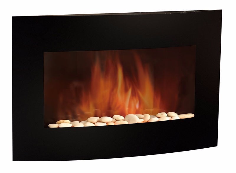 Chimenea Elecrica De Pared, Pantalla Curva, Con Piedras 36 - $ 6,990.00