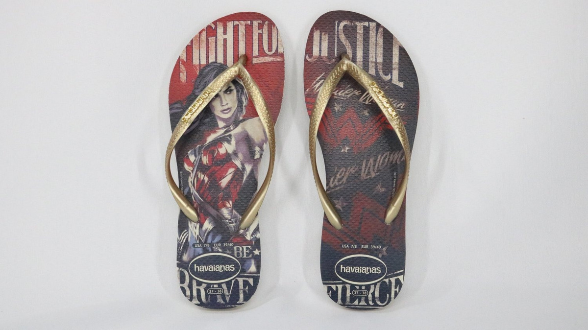 Chinelo Havaianas Slim Heroína Mulher Maravilha Bege - R$ 52,99 em Mercado Livre