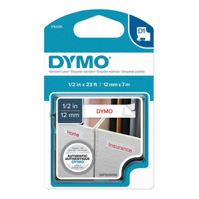 Cinta Dymo D1 En Plástico De 12mm X 7m Blanco/roja