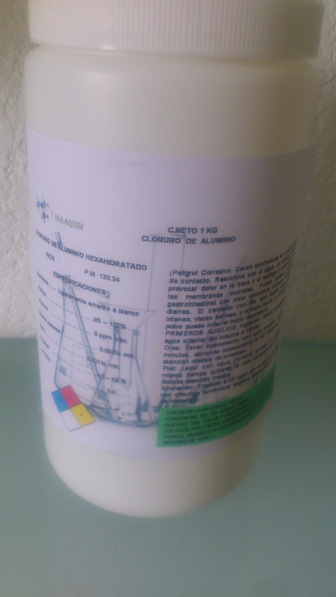 Cloreto De Alumínio Hexahidratado 20 Acido Salicílico 3 5 Cloruro De Aluminio Hexahidratado A.c.s. 250g - $ 749.00 en Mercado Libre