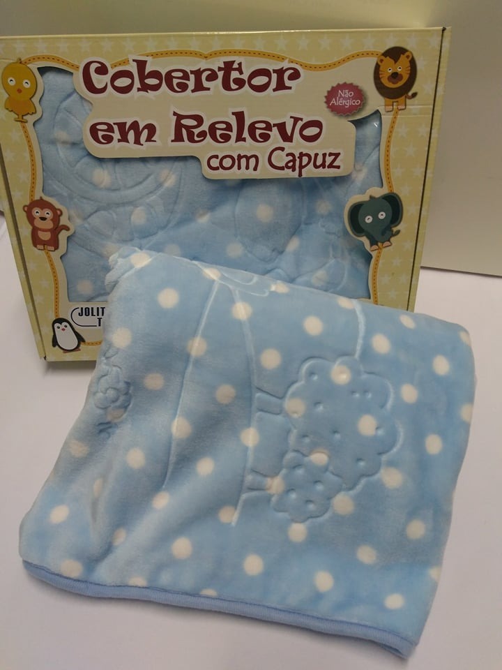 Cobertor Bebe C/ Capuz Jolitex Menino Luxo Em Relevo