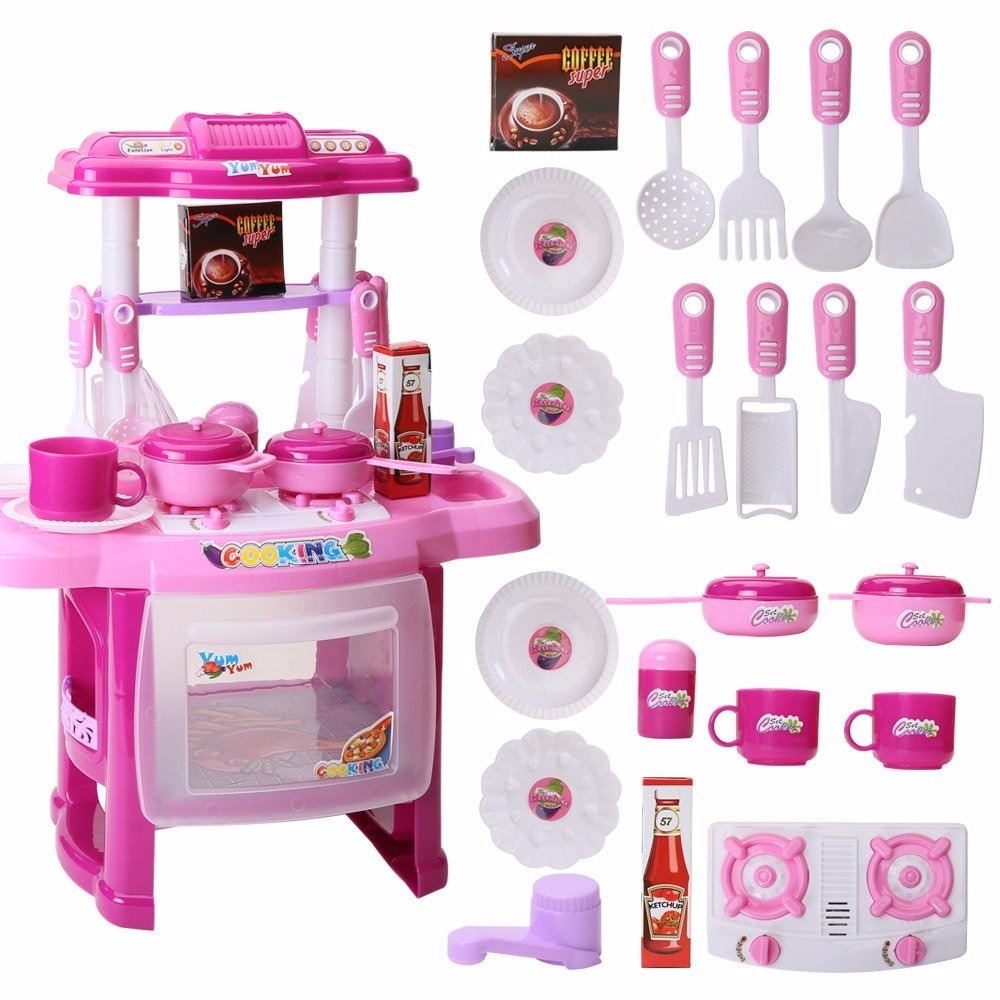 Cocina Cocinita Para Ni as Con 21 Accesorios Rosa 