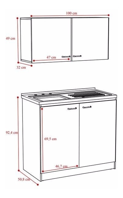 Cocina Integral 1 Metro Incluye Meson Liso En Acero Inox1
