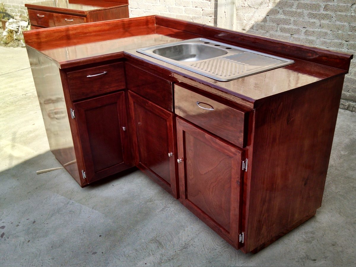 Cocina integral madera escuadra diseño residencial a medida ... Diseño muebles cocina con repisa