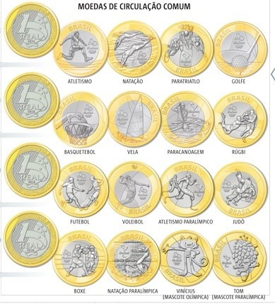 Coleção Completa 16 Moedas 1 Real Olimpicas Rio 2016 - R ...