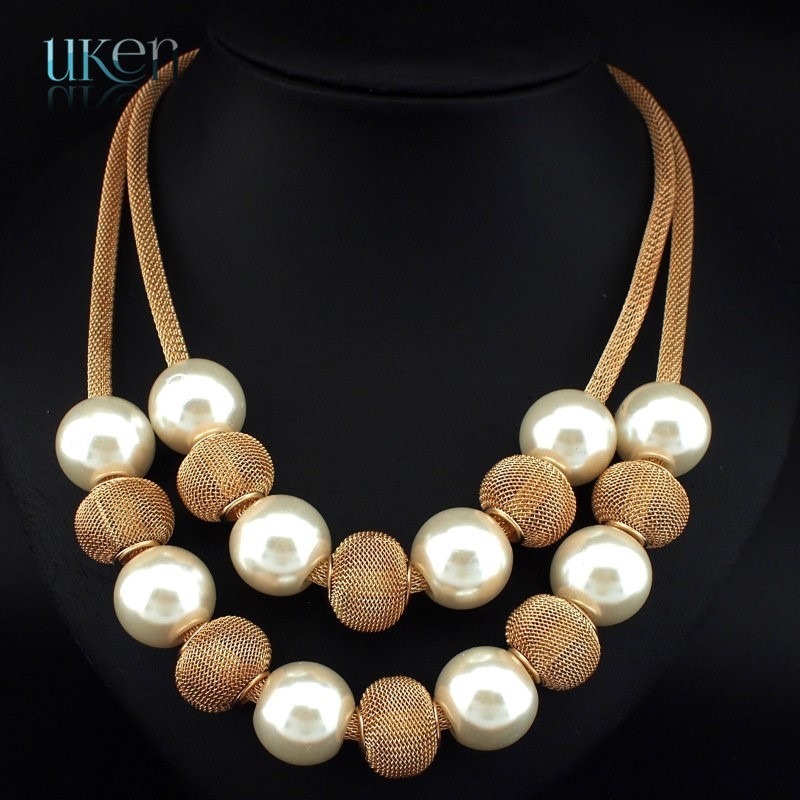 Collar De Bola En Oro Laminado Bisutería Fina Fashion