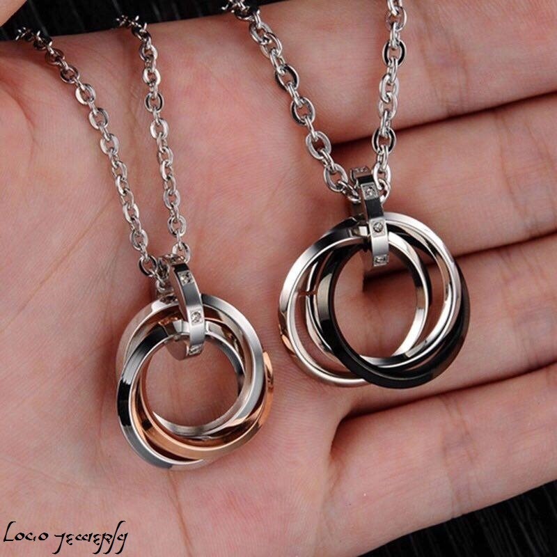 Collares Pareja Amor Dije Novios Argollas Deluxe Acero ...