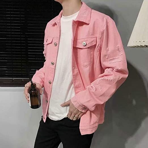chaqueta vaquera rosa hombre
