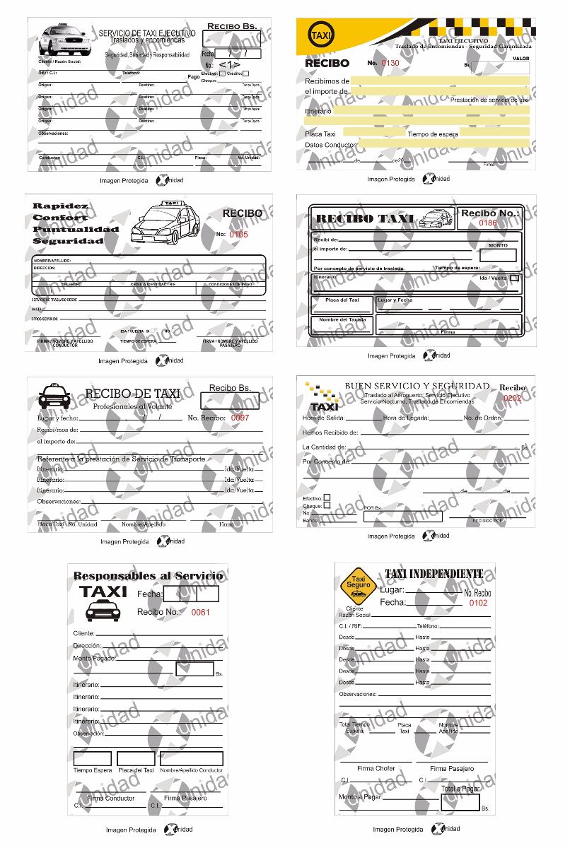 combo 40 recibos taxi surtidos modelos y numeracion variadas bs 5