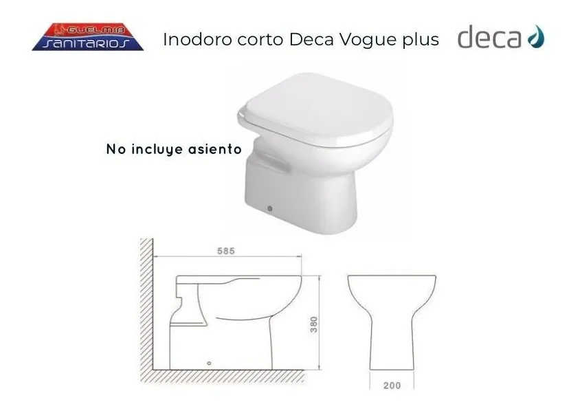 Sanitarios Guelmib Combo Inodoro Corto Y Bidet Deca Vogue Plus 20 357 00