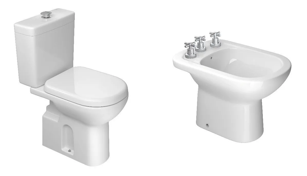 Sanitarios Guelmib Combo Inodoro Largo Con Mochila Y Bidet Deca Vogue Plus 29 597 00