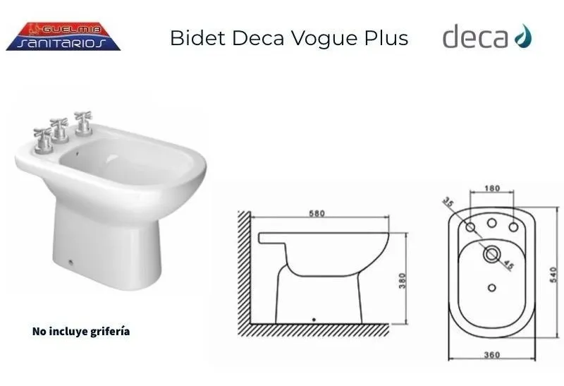 Combo Inodoro Largo Con Mochila Y Bidet Deca Vogue Plus 29 597 00 Sanitarios Guelmib