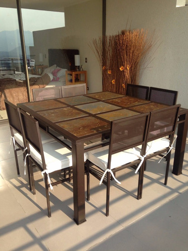 Comedor 8 personas cuadrado en fierro muebles y terrazas ...