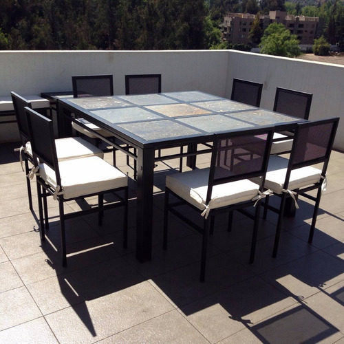 Comedor 8 personas cuadrado en fierro muebles y terrazas ...