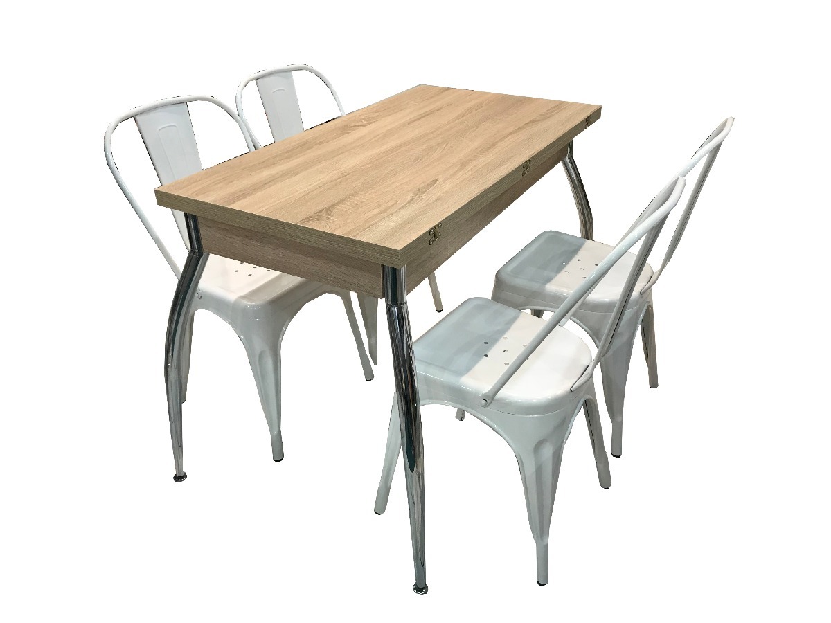 Comedor Con 4 Sillas Tolix Con Mesa De Madera Extensible - $ 15.500 ... Comedor Con 4 Sillas Tolix Con Mesa De Madera Extensible - $ 15.500 ...