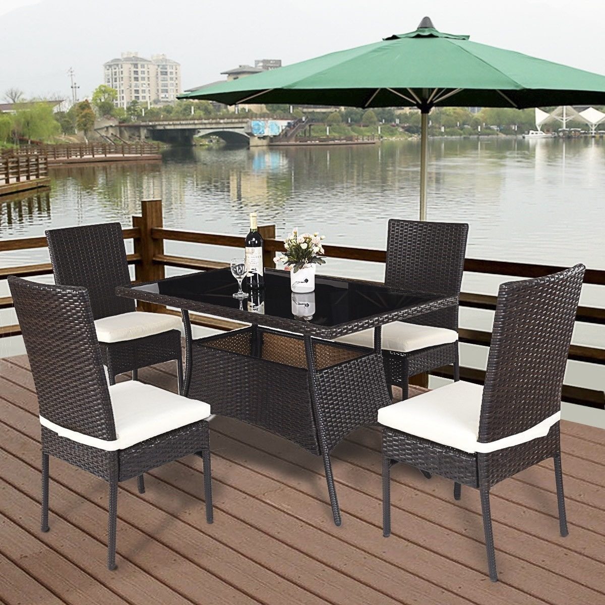 Comedor Exterior De Rattan Sintético 5 Piezas Terraza Patio ... Comedor Exterior De Rattan Sintético 5 Piezas Terraza Patio ...