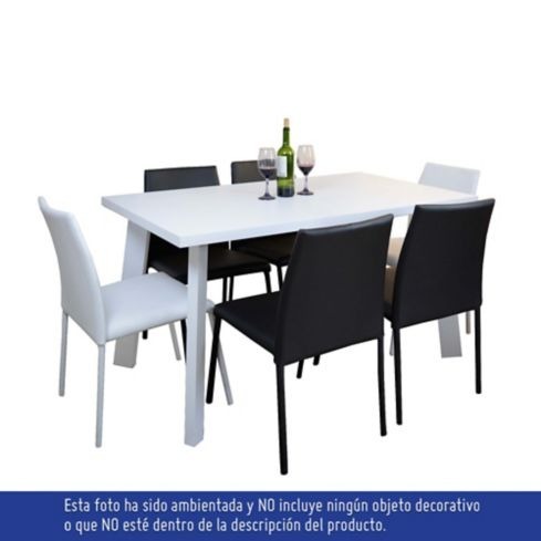 Comedor Lugo 6 Puestos Mesa Blanca 4 Sillas Negras/2 Blancas ... Comedor Lugo 6 Puestos Mesa Blanca 4 Sillas Negras/2 Blancas ...