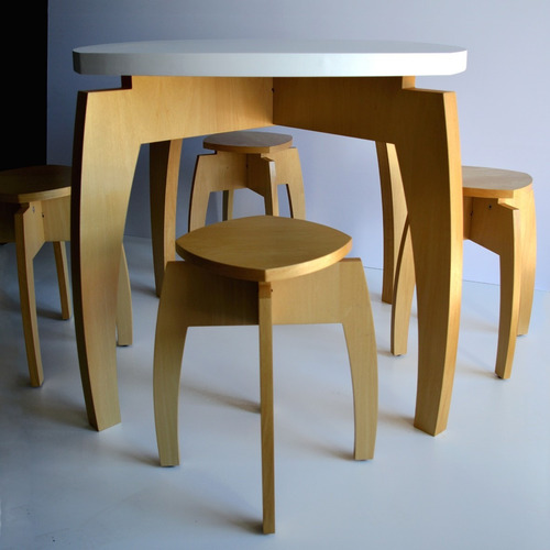 Juego comedor 90x90 mesa 4 banquetas madera pch diseño 7.958 ... Diseño de comedor de madera