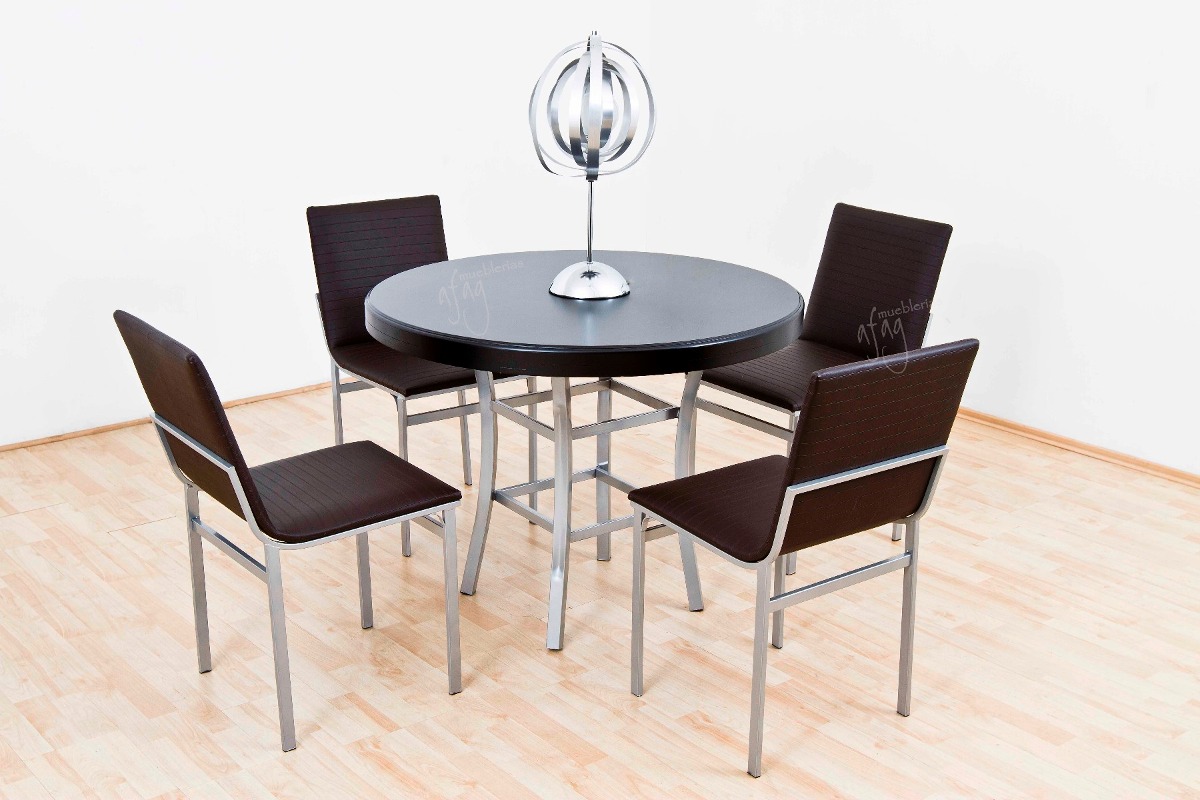 Comedor Negro Plata Mesa Redonda Y 4 Sillas Moderno - $ 6,320.00 en ... Comedor Negro Plata Mesa Redonda Y 4 Sillas Moderno - $ 6,320.00 en ...