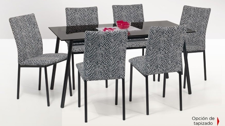 Juego de comedor vidrio mesa 1.50x0.80 6 sillas tapizadas ...