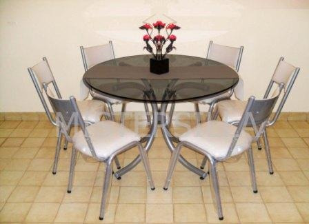 Juego comedor 6 sillas torre mesa de vidrio redonda 1.2m ...