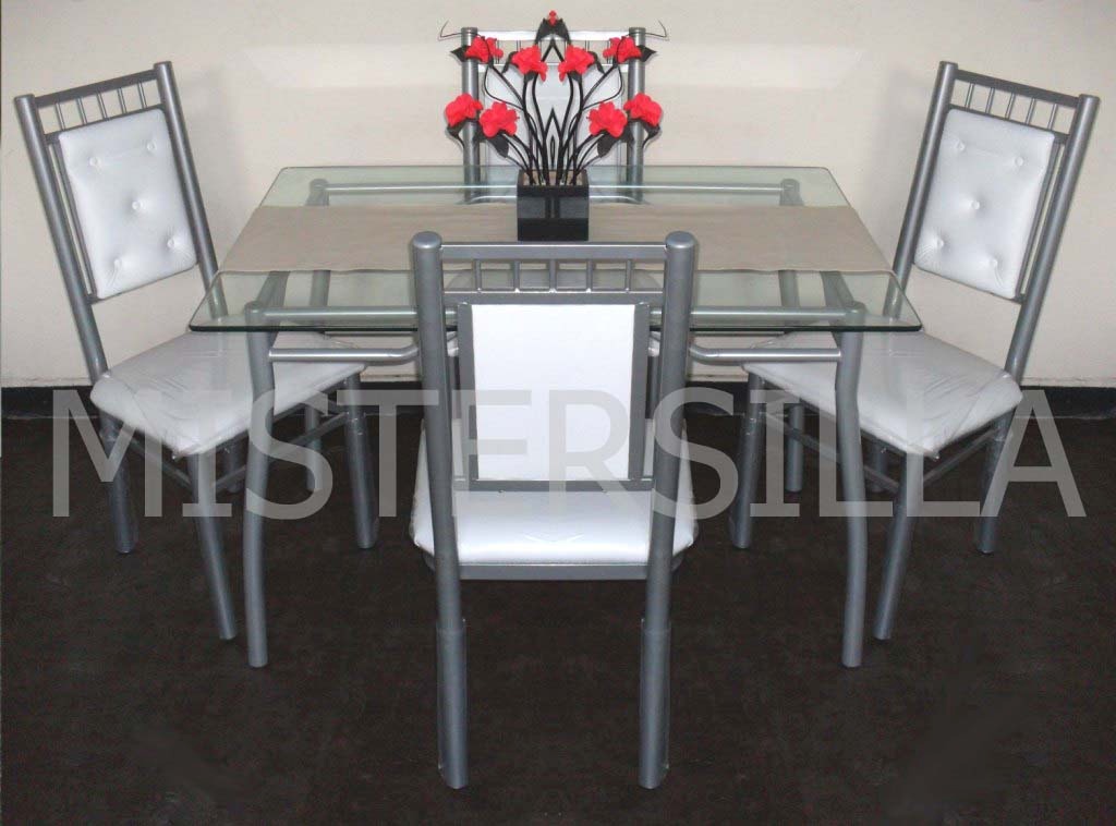 Juego comedor 4 sillas imperiales mesa vidrio rectangular ...