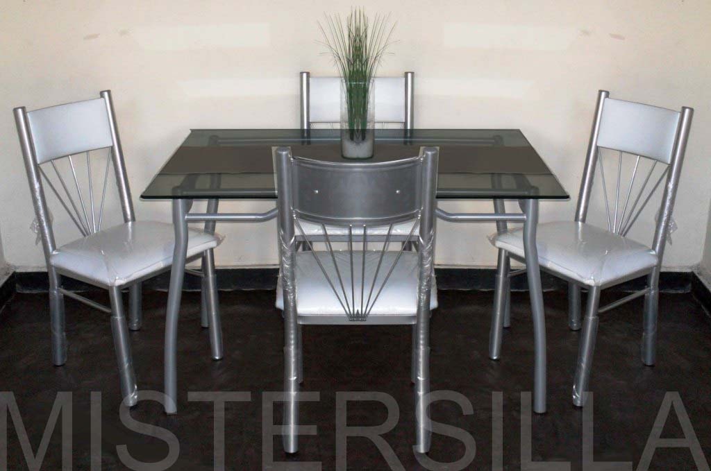 Juego comedor 4 sillas mega forte mesa vidrio rectangular ...