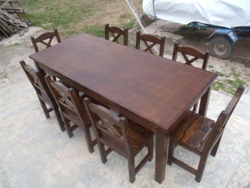 Juego de comedor estilo rústico mesa 2mts x 0.90 y 8 sillas ...