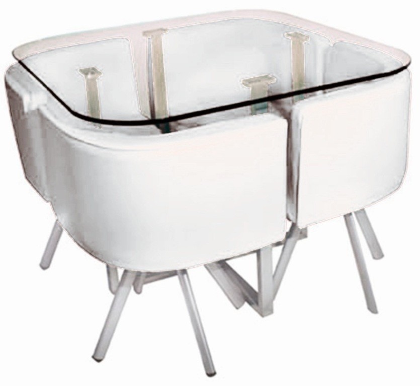 Juego de comedor espacio reducido: mesa de vidrio 4 sillas ...