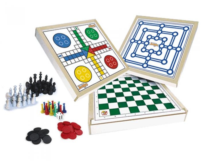 Conjunto 4x1 Jogos Tabuleiro Xadrez Damas Trilha Ludo 718 R 5177 Em