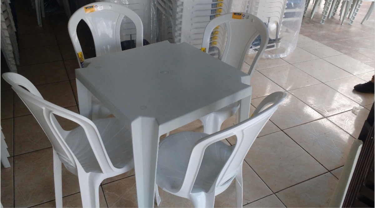 Conjunto De Mesa Goiania 4 Cadeiras Tramontina Plástico