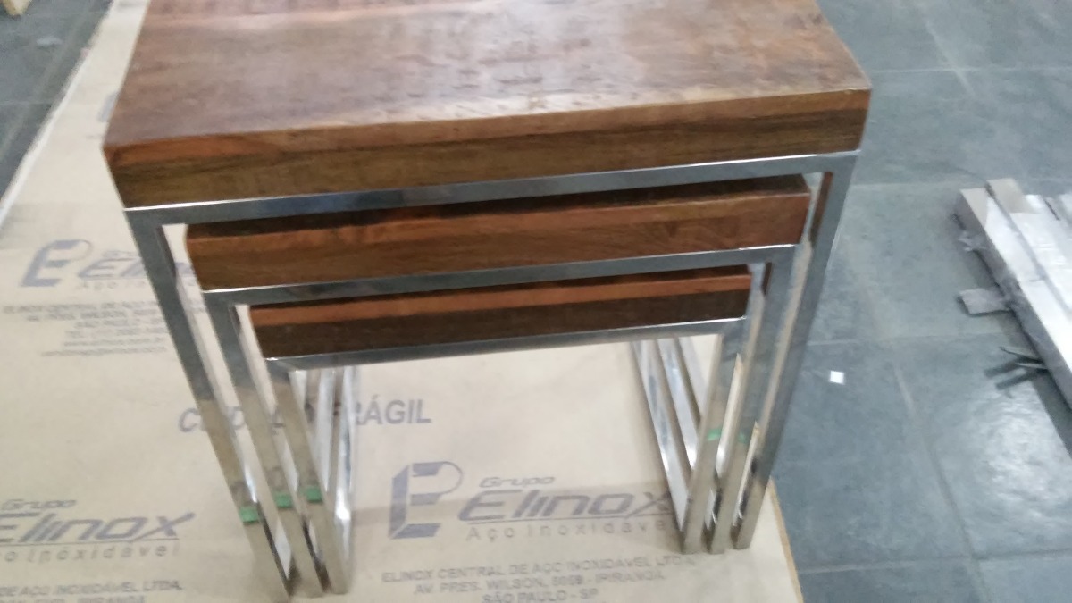 Conjunto De Mesa Lateral E Aparador De Madeira E Inox R$ 2 499,00 em Mercado Livre Adesivo Mesversario Natal ~ Conjunto De Mesa Lateral E Aparador De Madeira E Inox R$ 2 499,00 em Mercado Livre