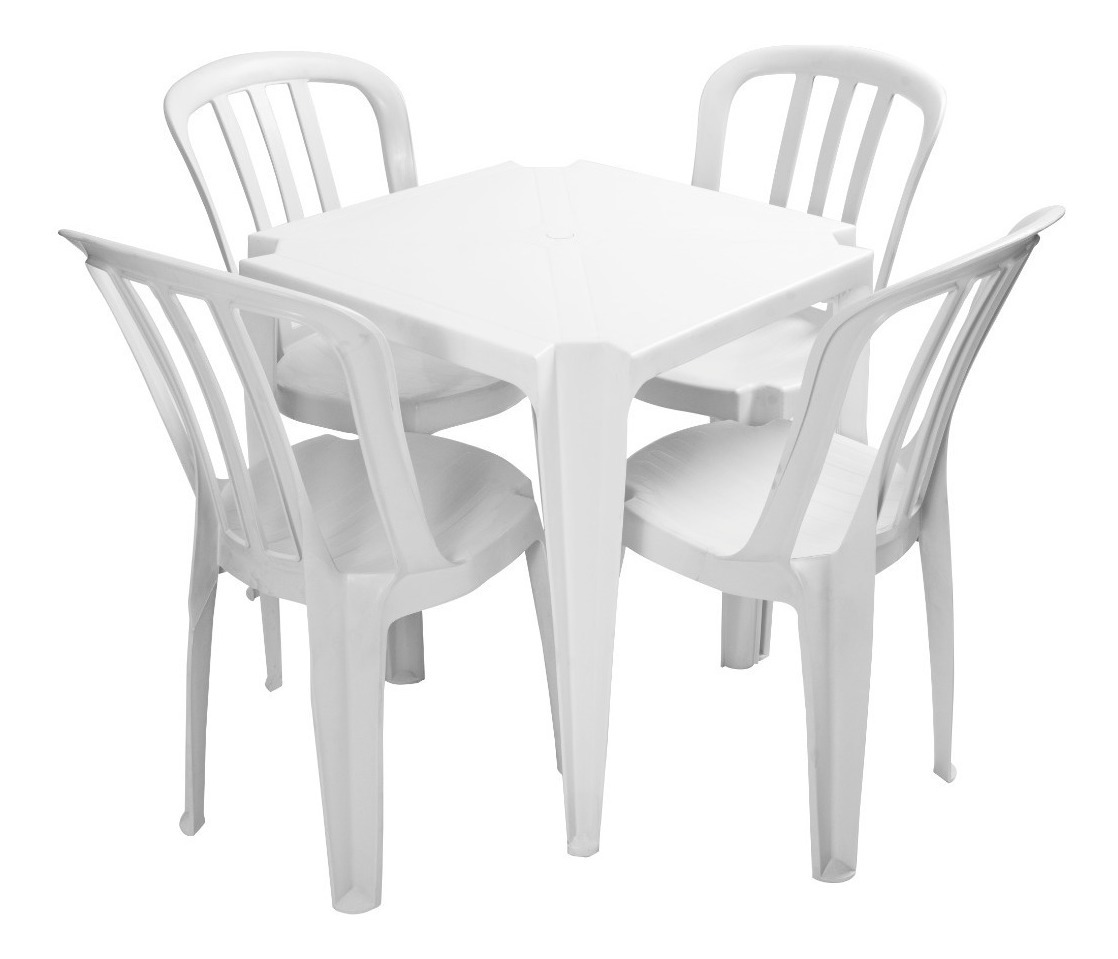 Conjunto De Mesas E Cadeiras De Plástico Branco R 129