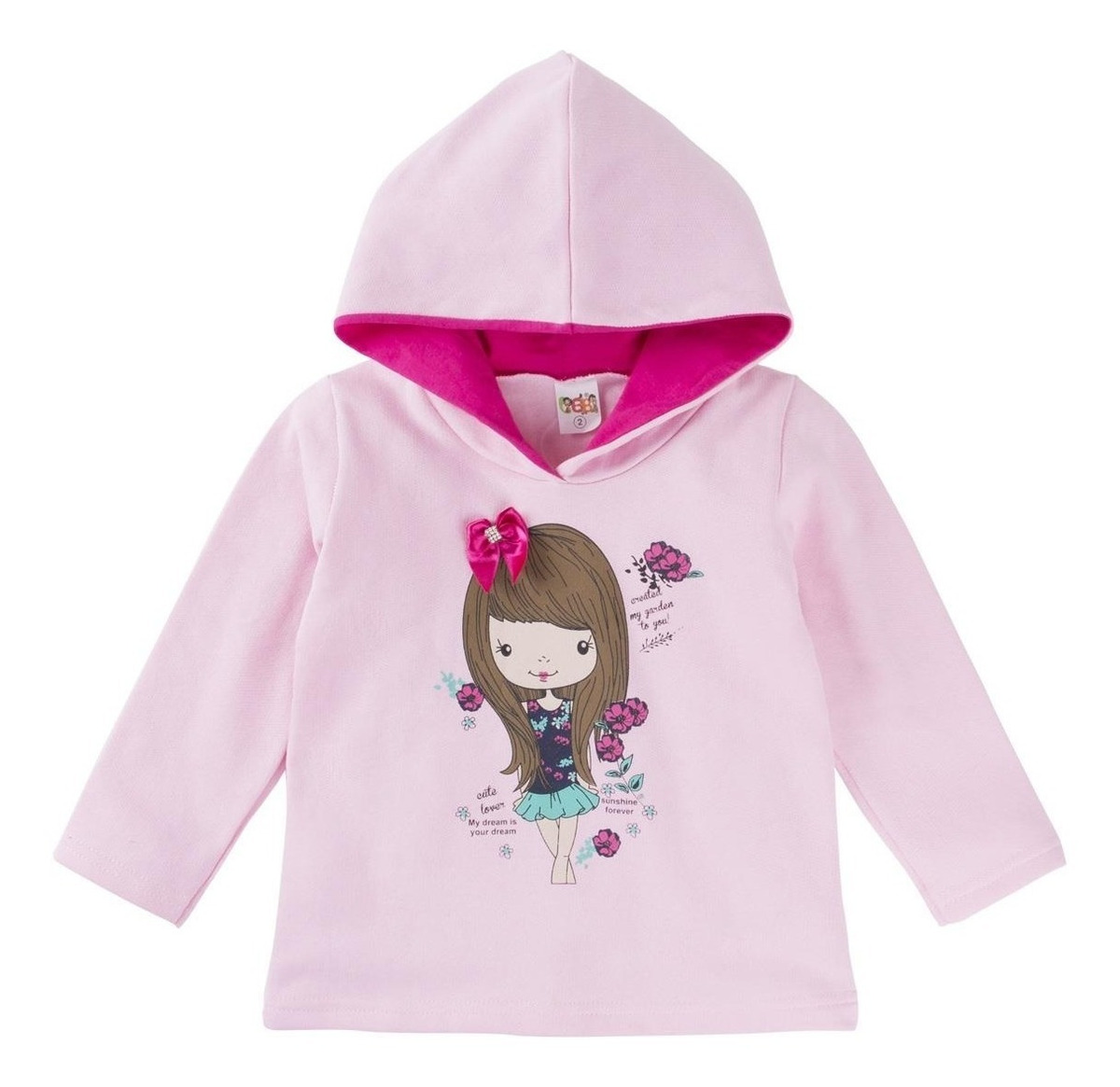 Conjunto Moletom Menina Dia A Dia Tamanhos 01 E 02 Com Capuz - R$ 74,90 em Mercado Livre