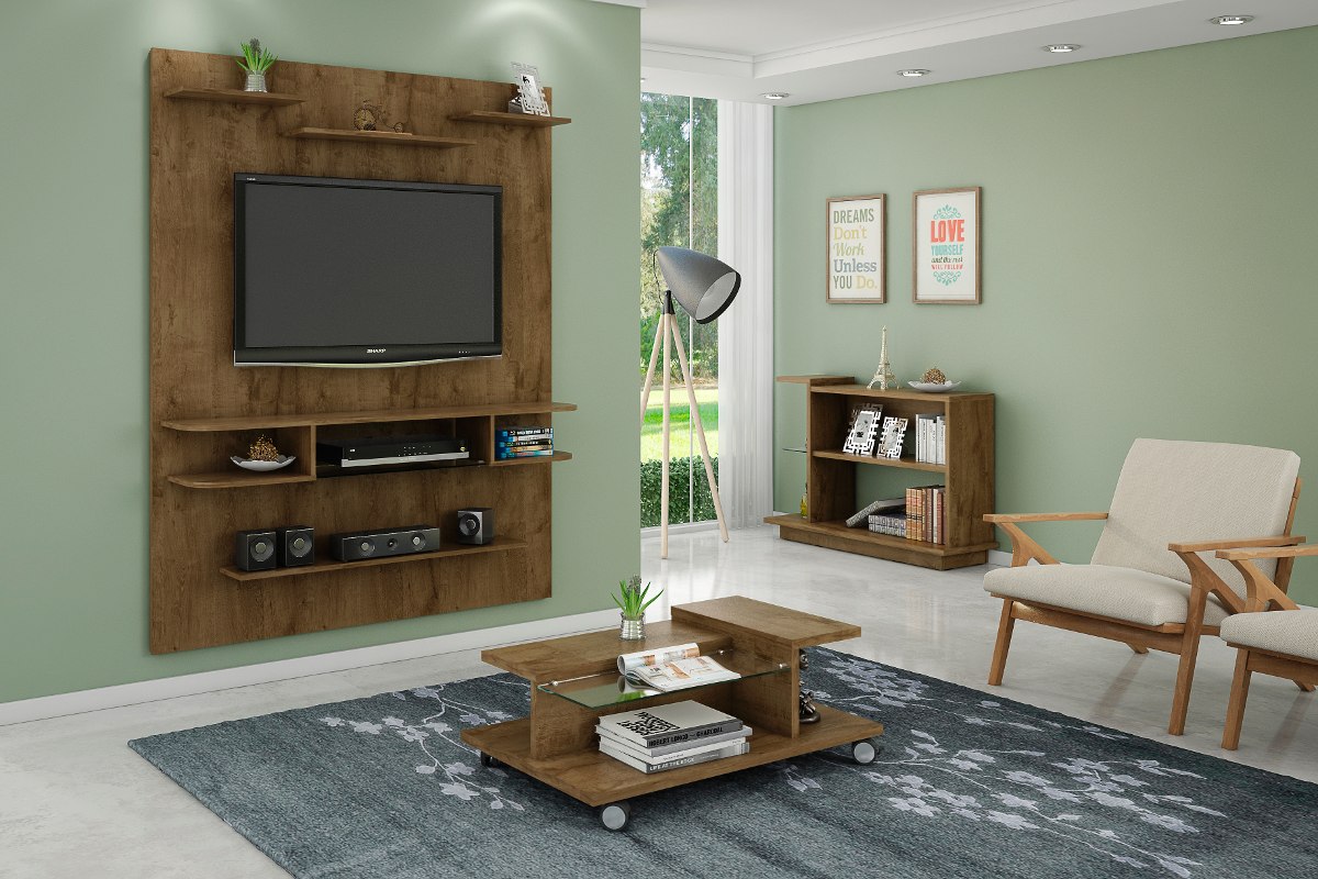 Conjunto Painel Tv, Mesa De Centro E Aparador Sala Rústico R$ 689,70 em Mercado Livre Aparador Estreito Para Cozinha ~ Conjunto Painel Tv, Mesa De Centro E Aparador Sala Rústico R$ 689,70 em Mercado Livre