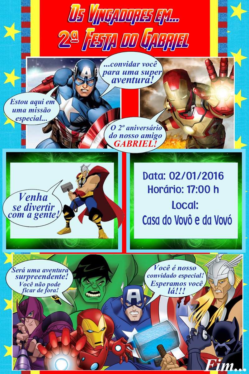 Convite Gibi Vingadores Personalizados - R$ 55,00 em 