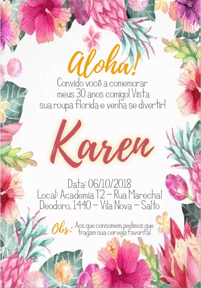 Convite Virtual: Tropical Pool Party - Festa Aniversário
