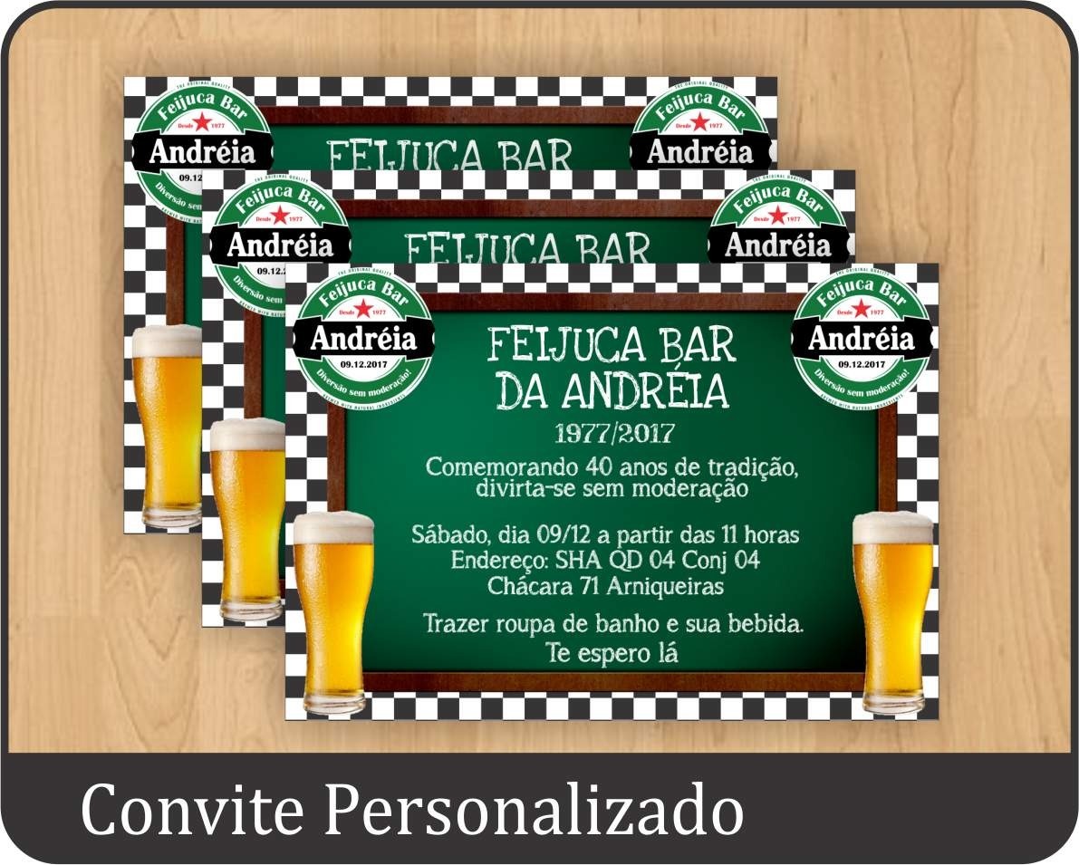 20 Convites Personalizado Festa Boteco Chá Bar - R$ 19,90 