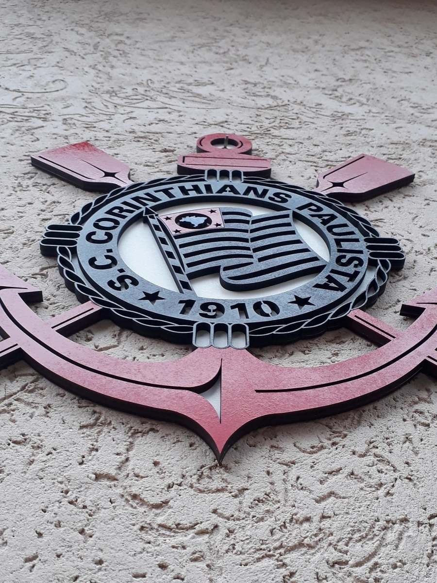 Corinthians Simbolo Placa Escudo Emblema Mdf 50cm - R$ 64 ...