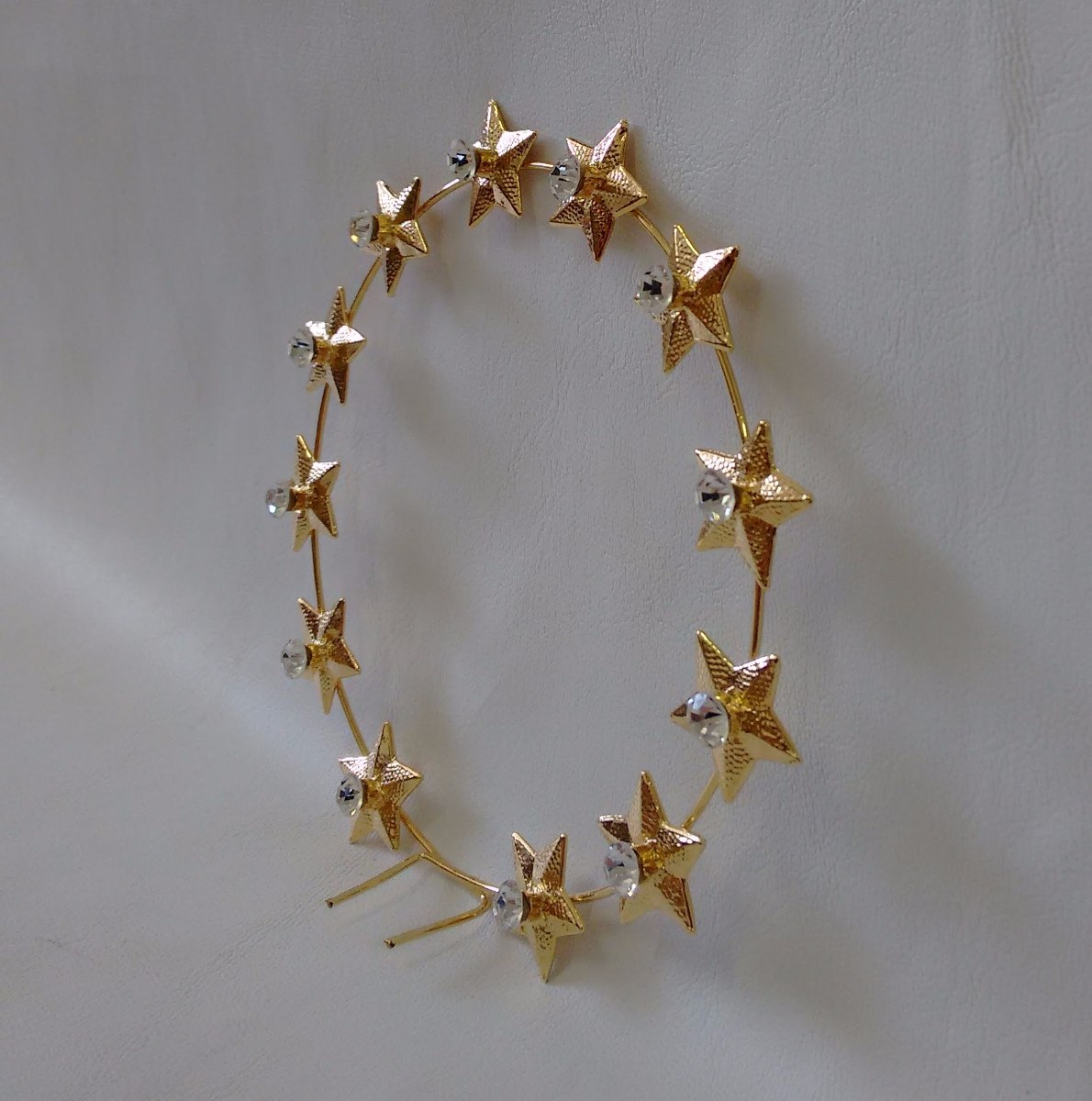 Coroa Auréola P/ Nossa Senhora Folheada Ouro Diâmetro 10cm
